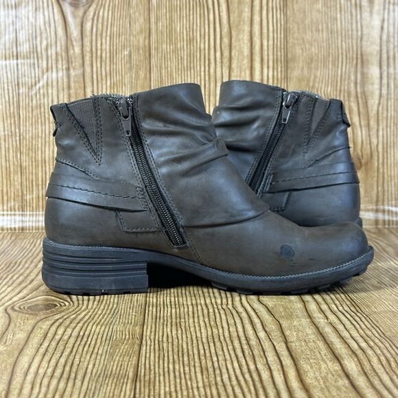 Earth Origins Pam Ankle Bootie Boots Women’s  Size 8.5 W Brown Side Zip‎ - Picture 8 of 11